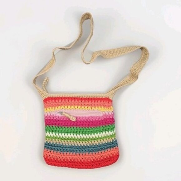 The Sak Crochet Crossbody Bag Rainbow Striped Boho Hippie Purse - Picture 1 of 9